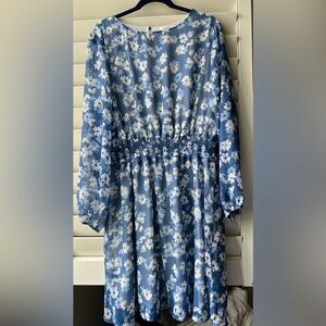 Gilli - Floral Blue Dress - 3X - Long Sleeve - NWOT
